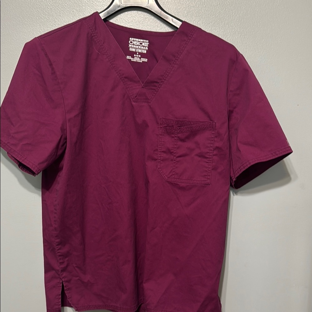 Cherokee Red V-Neck Short Sleeve Scrub Top
